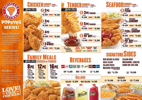 popeyes menu with calories listed